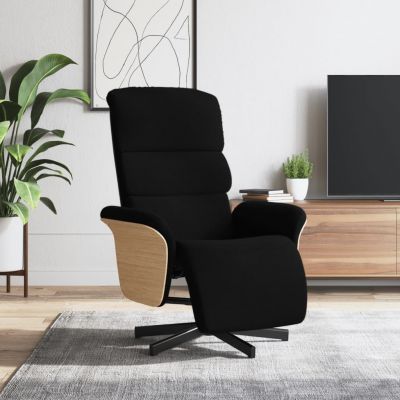 Gossi fotoliu rabatabil cu suport de picioare, negru, textil