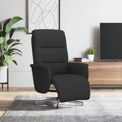 Gossi fotoliu rabatabil cu suport de picioare, negru, textil