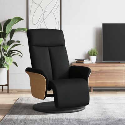 Gossi fotoliu rabatabil cu suport de picioare, negru, textil