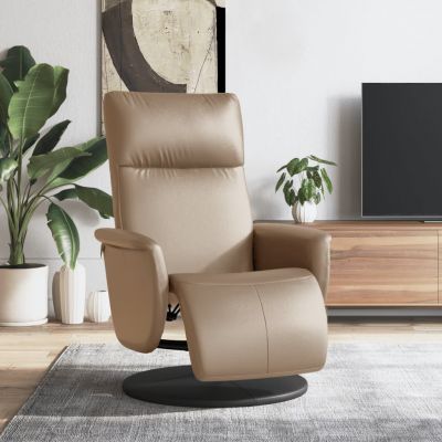 Gossi fotoliu rabatabil cu suport picioare cappuccino piele ecologica