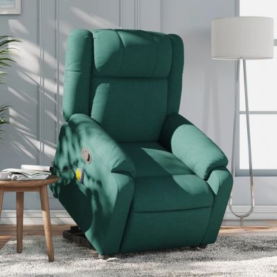 Gossi fotoliu rabatabil de masaj, cu ridicare, verde inchis, textil