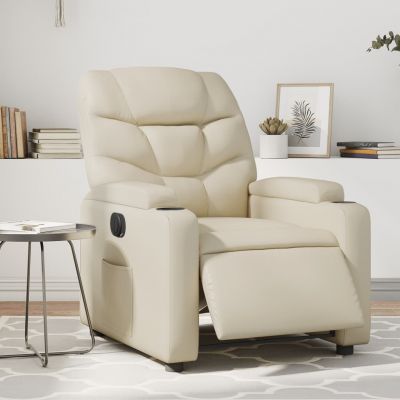 Gossi fotoliu rabatabil electric, crem, piele ecologica