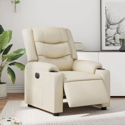 Gossi fotoliu rabatabil electric, crem, piele ecologica