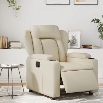 Gossi fotoliu rabatabil electric, crem, piele ecologica