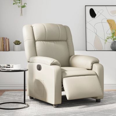 Gossi fotoliu rabatabil electric, crem, piele ecologica