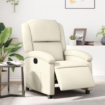 Gossi fotoliu rabatabil electric, crem, piele ecologica