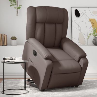Gossi fotoliu rabatabil electric cu ridicare, maro, piele ecologica