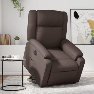 Gossi fotoliu rabatabil electric cu ridicare, maro, piele ecologica
