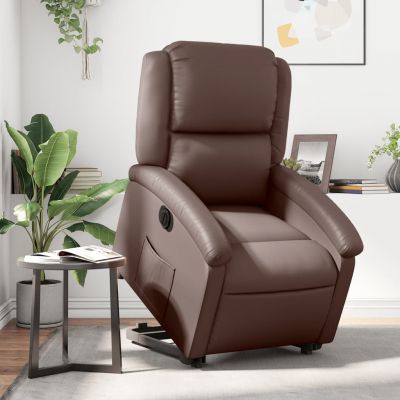 Gossi fotoliu rabatabil electric cu ridicare, maro, piele ecologica