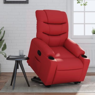 Gossi fotoliu rabatabil electric cu ridicare, rosu, piele ecologica