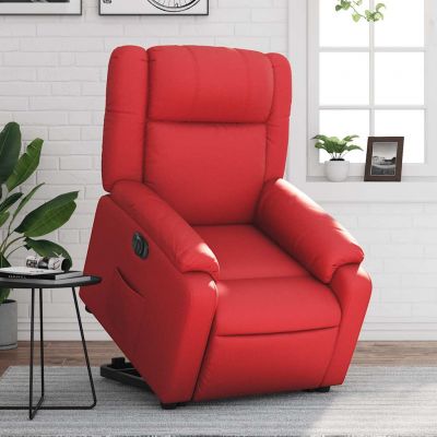 Gossi fotoliu rabatabil electric cu ridicare, rosu, piele ecologica
