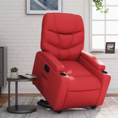 Gossi fotoliu rabatabil electric cu ridicare, rosu, piele ecologica
