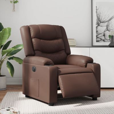 Gossi fotoliu rabatabil electric, maro, piele ecologica