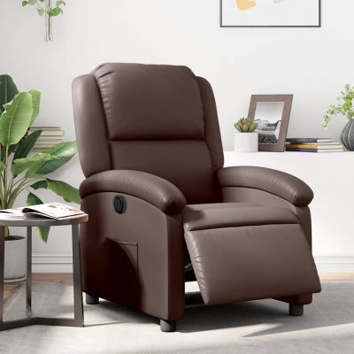 Gossi fotoliu rabatabil electric, maro, piele ecologica