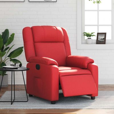 Gossi fotoliu rabatabil electric, rosu, piele ecologica