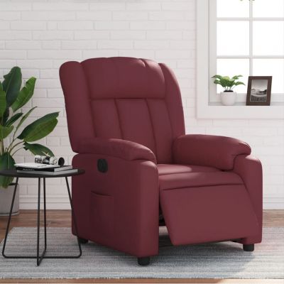 Gossi fotoliu rabatabil electric, rosu vin, piele ecologica