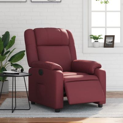 Gossi fotoliu rabatabil electric, rosu vin, piele ecologica