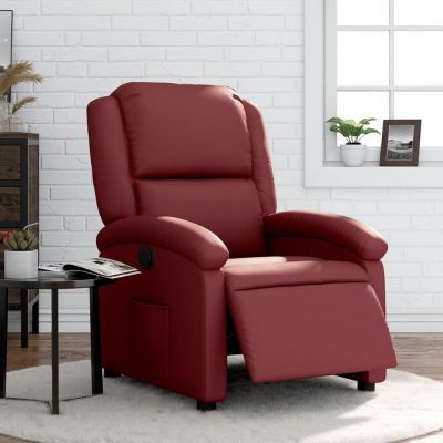 Gossi fotoliu rabatabil electric, rosu vin, piele ecologica