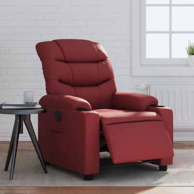 Gossi fotoliu rabatabil electric, rosu vin, piele ecologica
