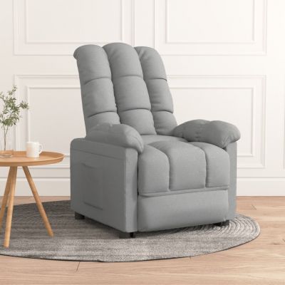 Gossi fotoliu rabatabil, gri deschis, material textil ieftin