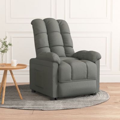 Gossi fotoliu rabatabil, gri inchis, material textil ieftin