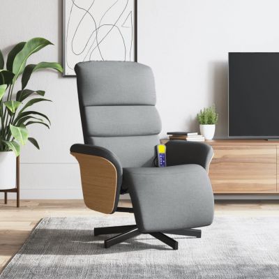 Gossi fotoliu rabatabil masaj cu suport picioare gri deschis textil