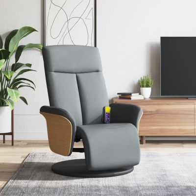 Gossi fotoliu rabatabil masaj cu suport picioare gri deschis textil