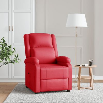 Gossi fotoliu rabatabil, rosu, piele ecologica ieftin