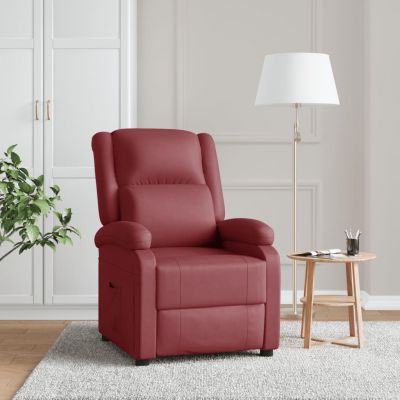 Gossi fotoliu rabatabil, rosu vin, piele ecologica ieftin