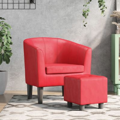 Gossi fotoliu tip cuva cu taburet, rosu, piele ecologica