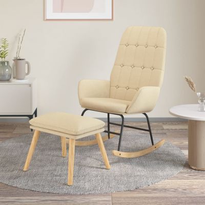Gossi scaun balansoar cu taburet, crem, material textil