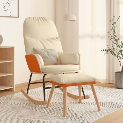 Gossi scaun balansoar cu taburet, crem, textil