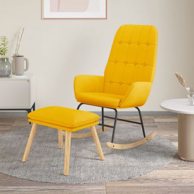 Gossi scaun balansoar cu taburet, galben mustar, textil