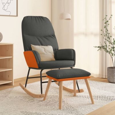 Gossi scaun balansoar cu taburet, gri inchis, textil