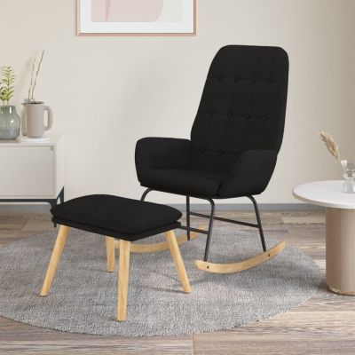 Gossi scaun balansoar cu taburet, negru, material textil