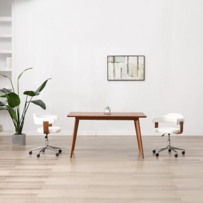 Gossi scaun de bucatarie pivotant, alb, lemn curbat & piele ecologica