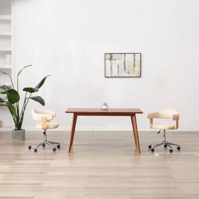 Gossi scaun de bucatarie pivotant crem lemn curbat si piele ecologica