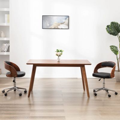 Gossi scaun de bucatarie pivotant negru lemn curbat & piele ecologica