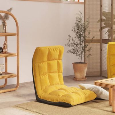 Gossi scaun de podea pliabil, galben mustar, material textil