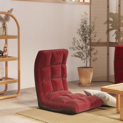 Gossi scaun de podea pliabil, rosu vin, material textil