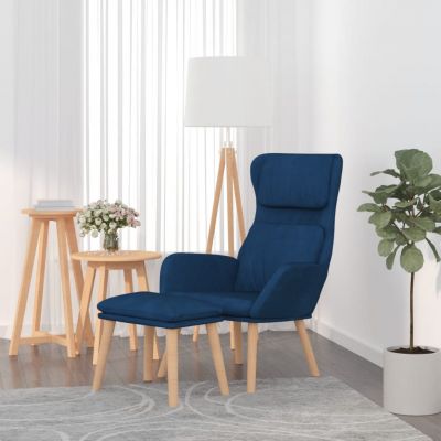 Gossi scaun de relaxare cu taburet, albastru, catifea