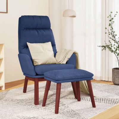 Gossi scaun de relaxare cu taburet, albastru, textil