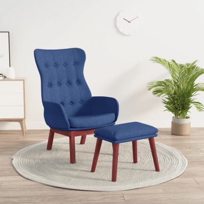 Gossi scaun de relaxare cu taburet, albastru, textil