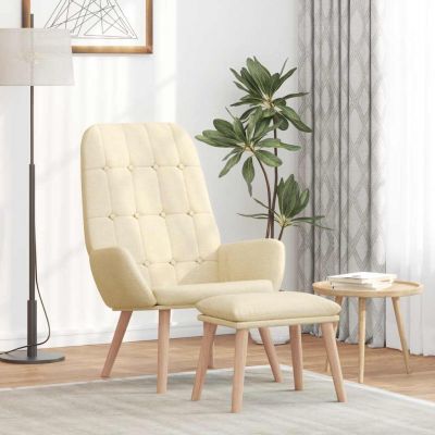 Gossi scaun de relaxare cu taburet, crem, textil