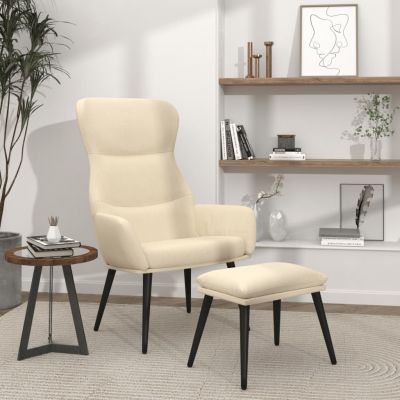 Gossi scaun de relaxare cu taburet, crem, textil
