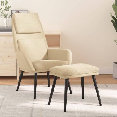 Gossi scaun de relaxare cu taburet, crem, textil