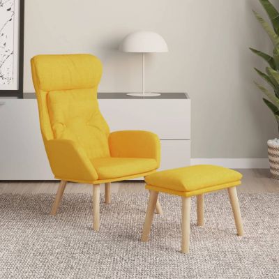 Gossi scaun de relaxare cu taburet, galben mustar, textil