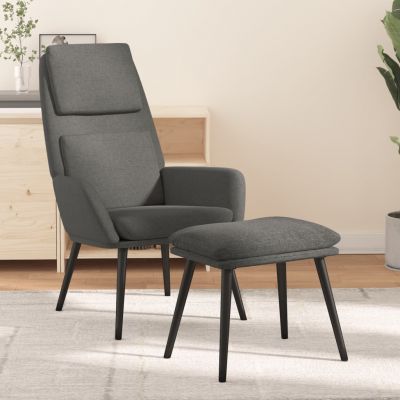 Gossi scaun de relaxare cu taburet, gri deschis, material textil