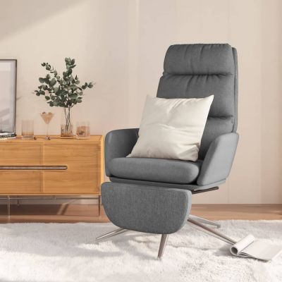 Gossi scaun de relaxare cu taburet, gri deschis, material textil