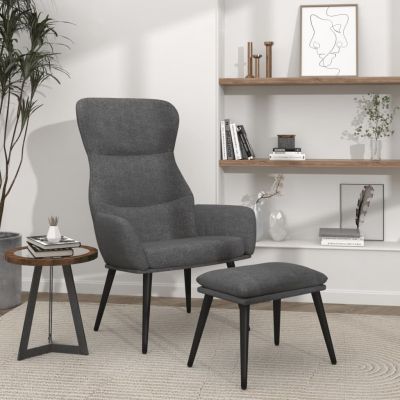 Gossi scaun de relaxare cu taburet, gri deschis, material textil